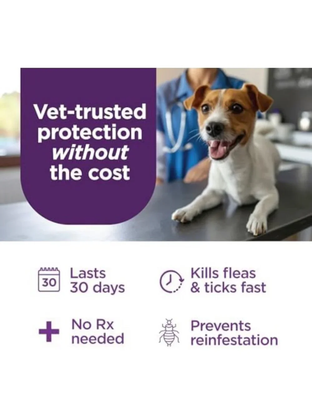Effective Flea Treatment for Large Dogs 45-88 lbs, 6 Doses, Tick Prevention